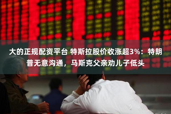 大的正规配资平台 特斯拉股价收涨超3%：特朗普无意沟通，马斯克父亲劝儿子低头